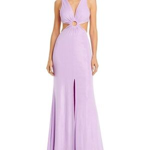 NWT AQUA Formal Bloomingdale's Purple Sleeveless Cutout Maxi Dress